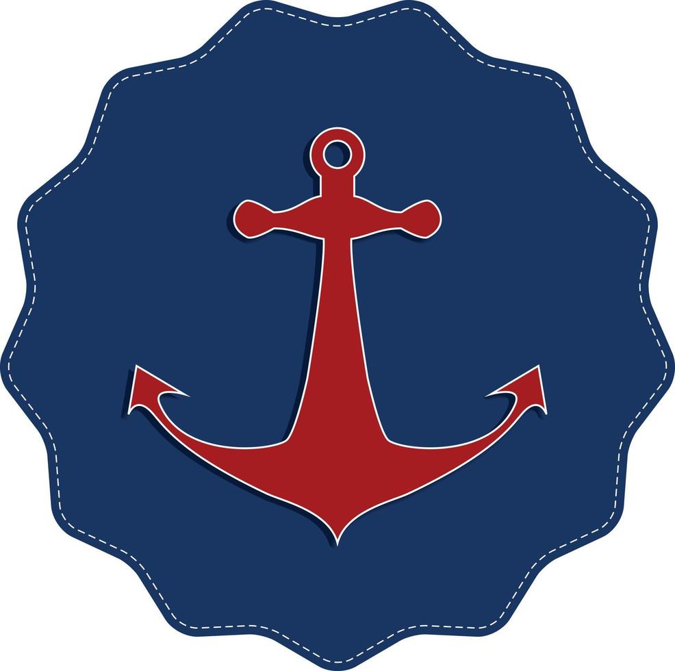 Vector Image Of An Anchor Inside Blue Sticker