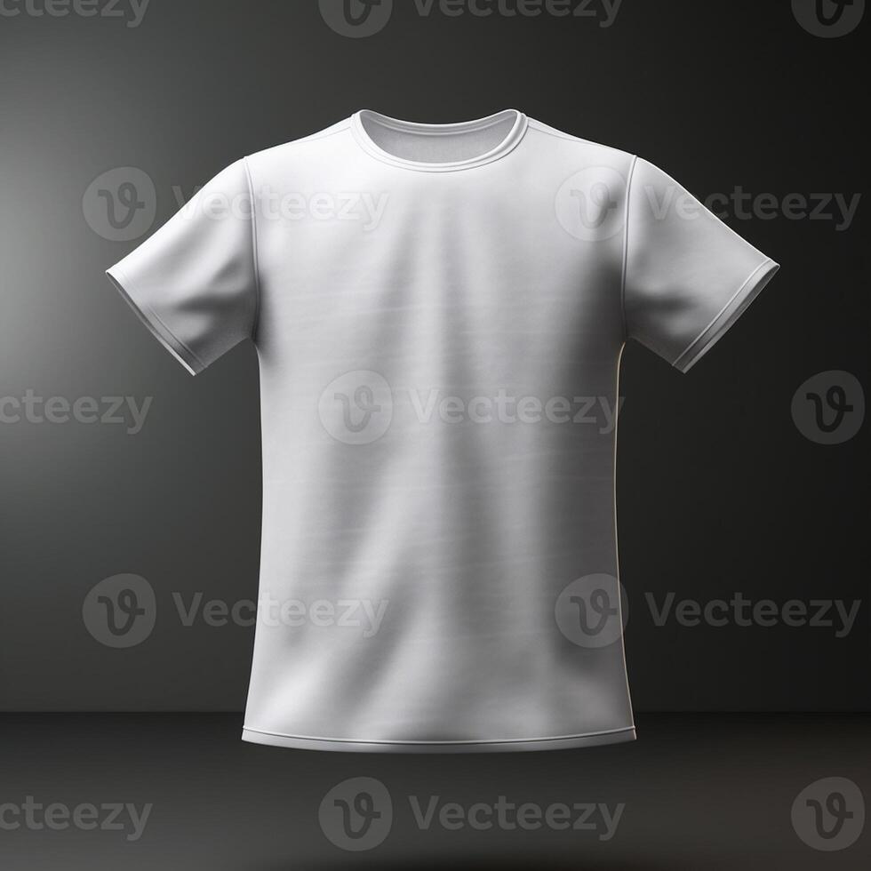 White t-shirt mockup isolated on grey background. 3d rendering artwork photo