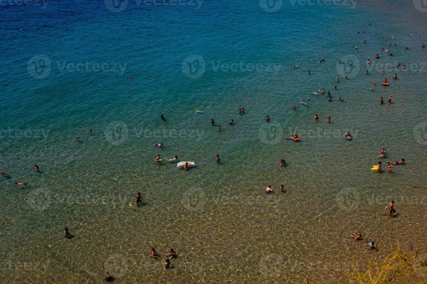 summer landscape beach and sea top view in summer day benidom spain photo