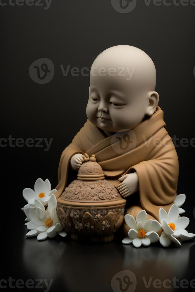 A super cute little ceramic asian monk. . photo