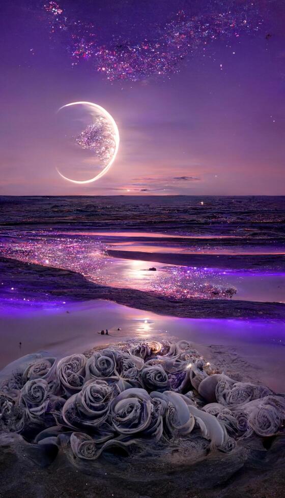 el imagen es transparente un púrpura creciente Luna. generativo ai. foto