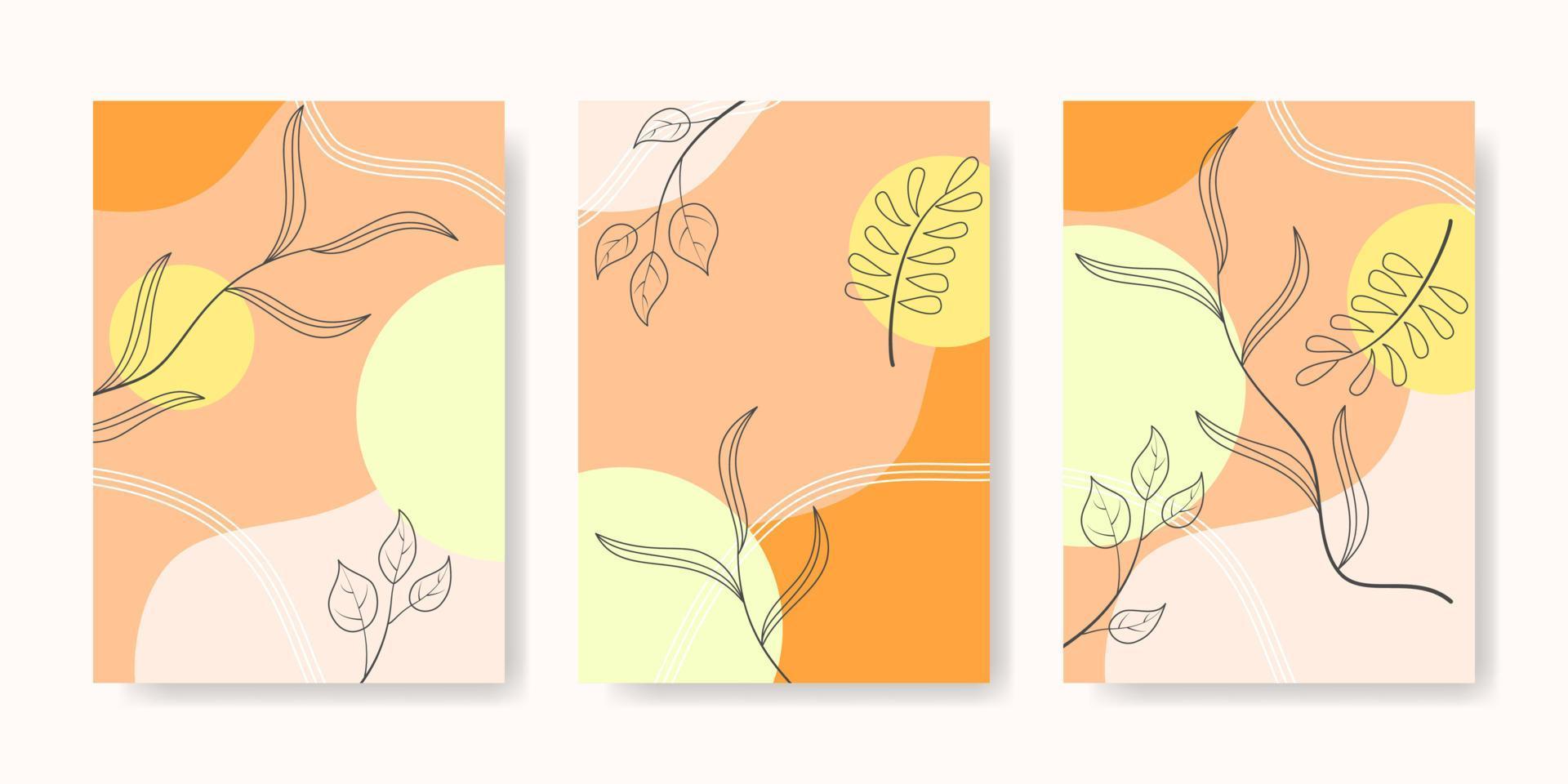 flat style background with leaf pattern. line art, simple, flat, modern and color. used for wallpaper, banner, decoration or poster vector