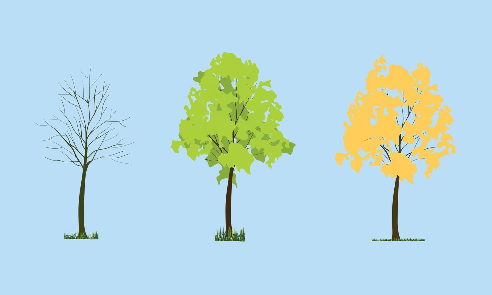 Different seasons of art tree. Vector illustration.
