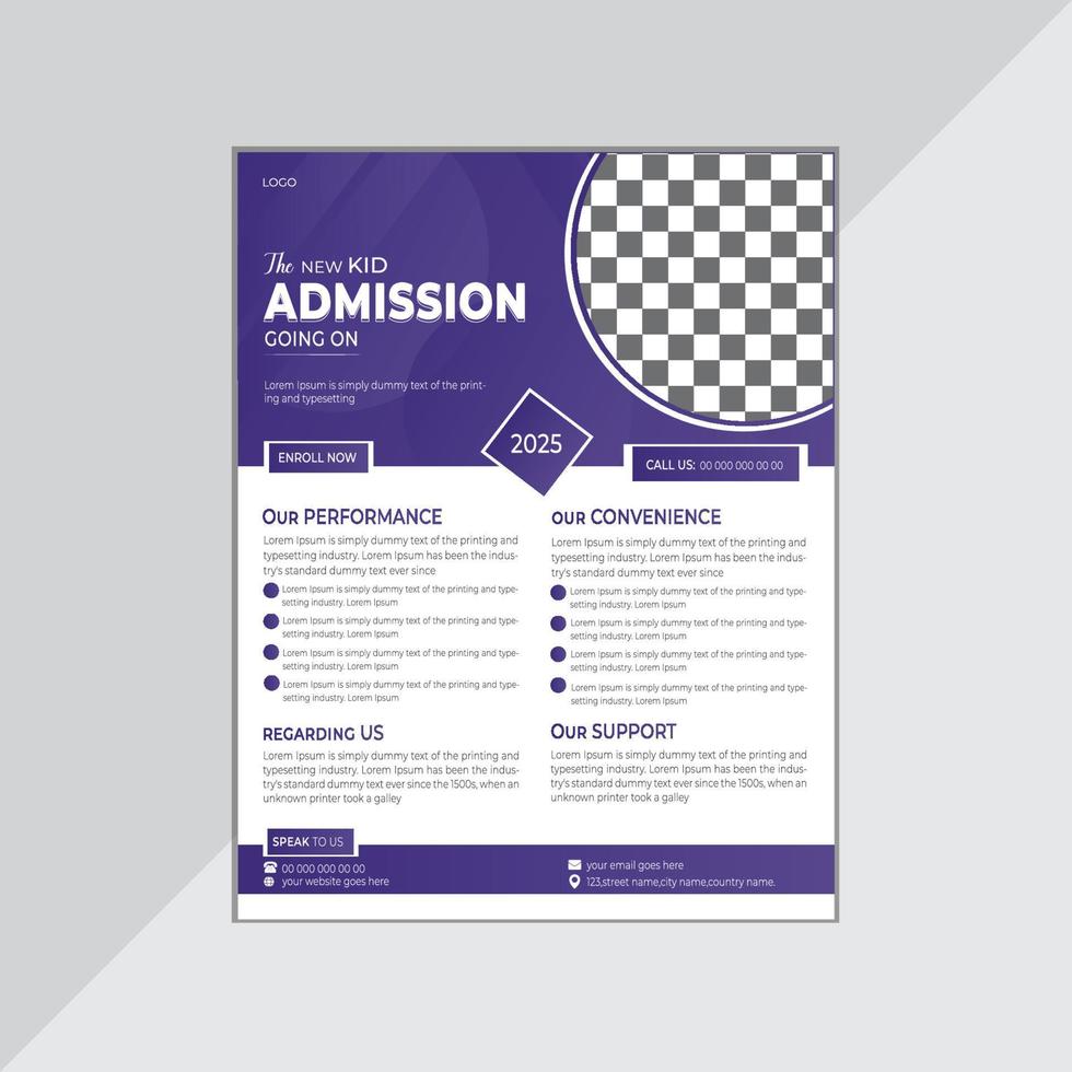 Professional And Modern Admission Flyer Design Template. vector