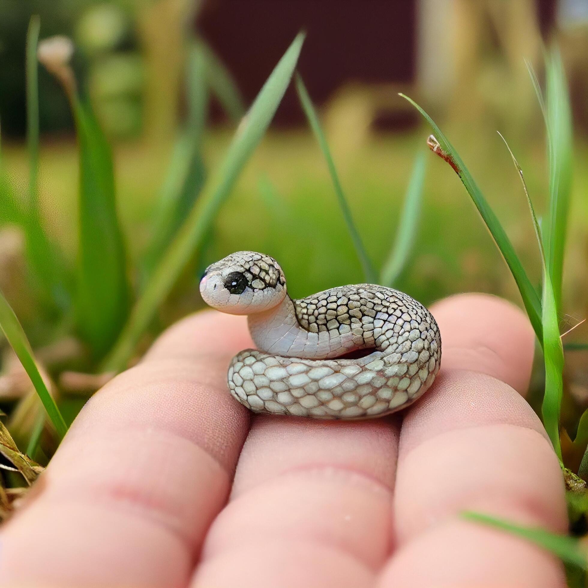 This is a cute mini snake monkey the size of a thumb with a blurry ...