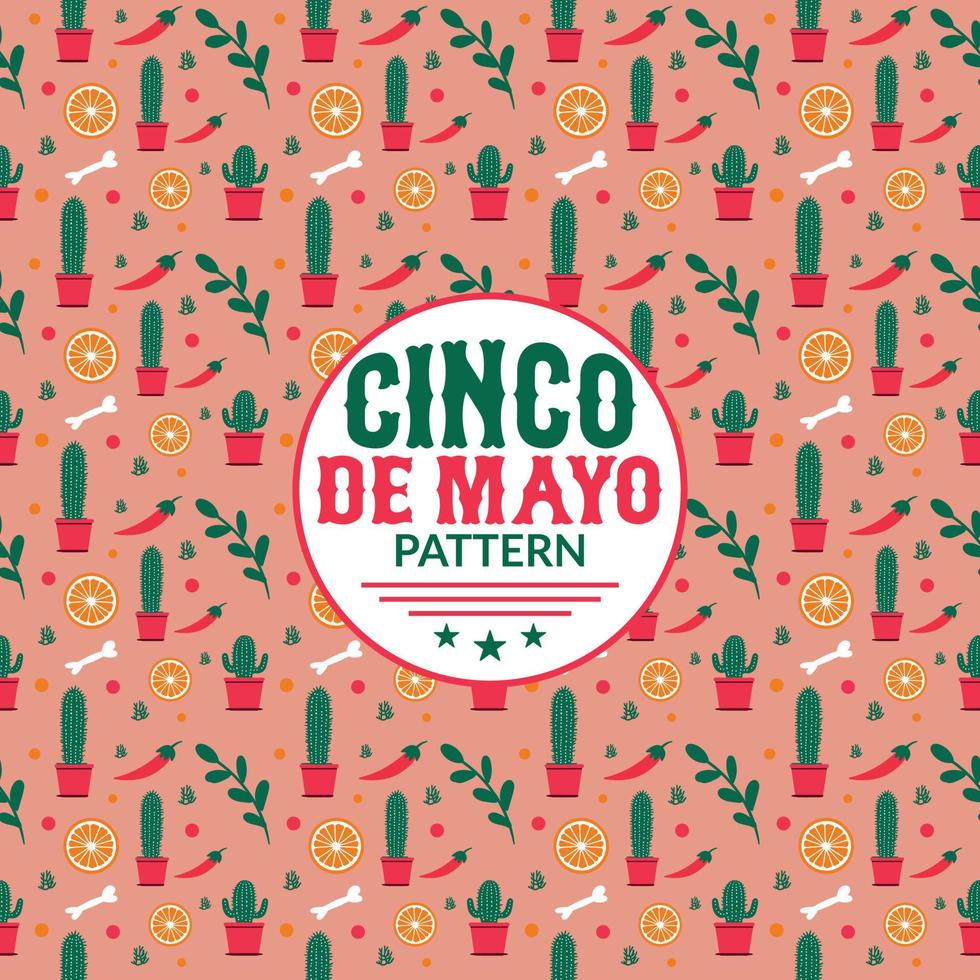 Seamless Cinco de mayo Pattern, with hand drawn doodles on pink background. Wrapping paper, wallpaper, packaging, textile prints vector