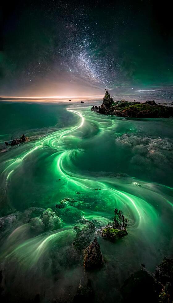 the purity of the sky the deep green of the milky. . photo