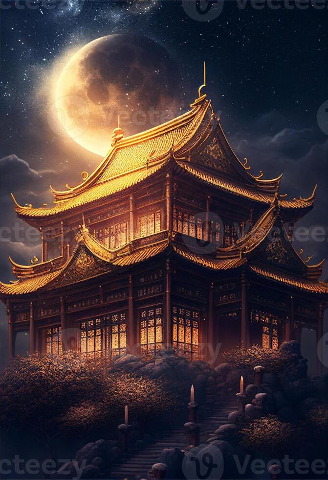 Magnificent golden Chinese palace. . photo