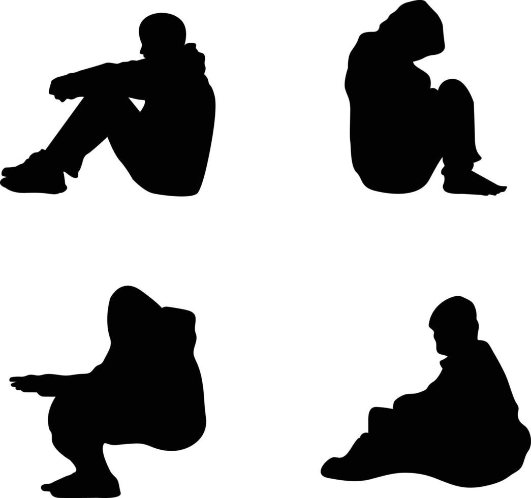 A collection of homeless people sitting down vector