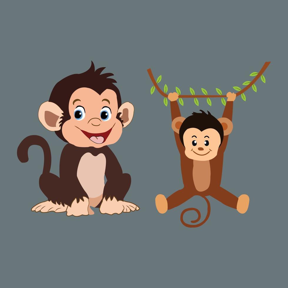 Cute  Monkey Cartoon Vector Art