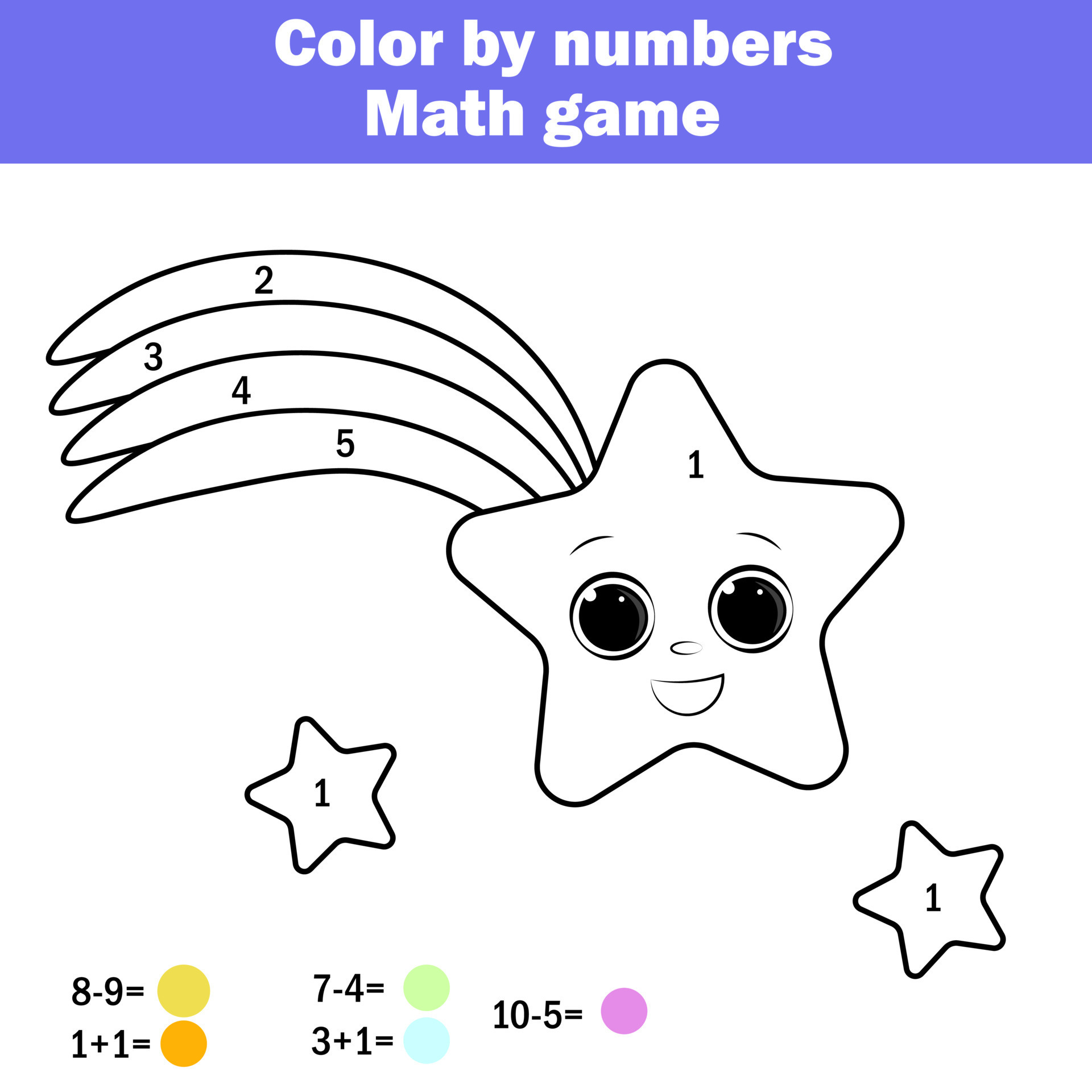 Color by numbers game for kids coloring page Vector Image