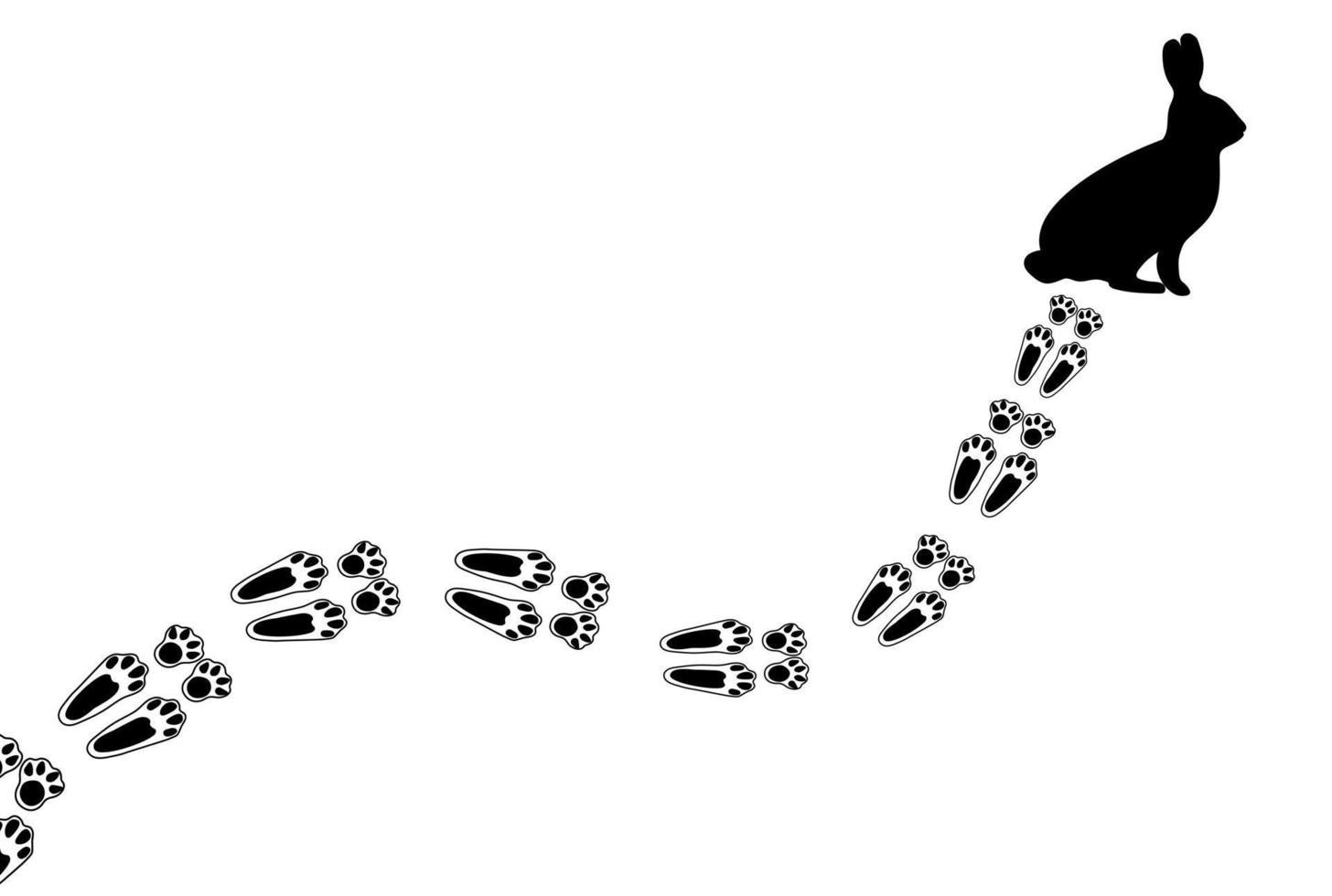 linda huellas con un Conejo silueta aislado ilustración en un blanco antecedentes. vector ilustración