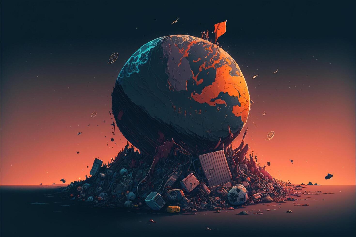 illustration about tons of trash on earth. photo