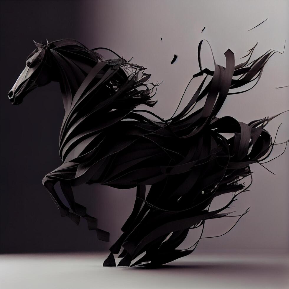 horse made from flocks of black birds. photo