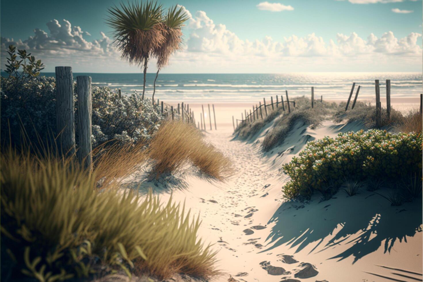 beach sunshine photorealstic. . photo