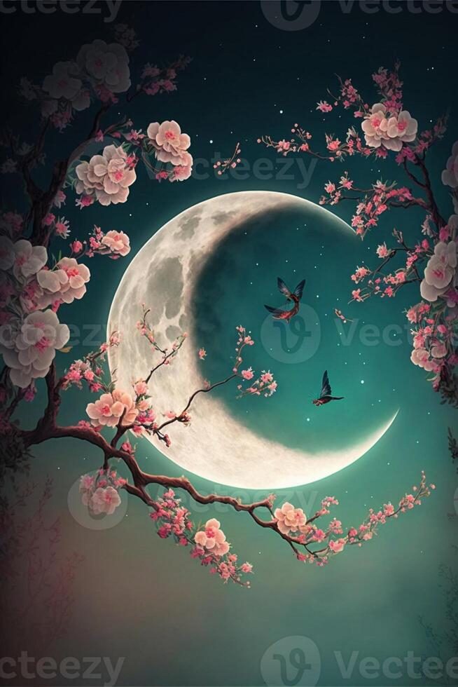 Dream and fairy flying moon. . photo