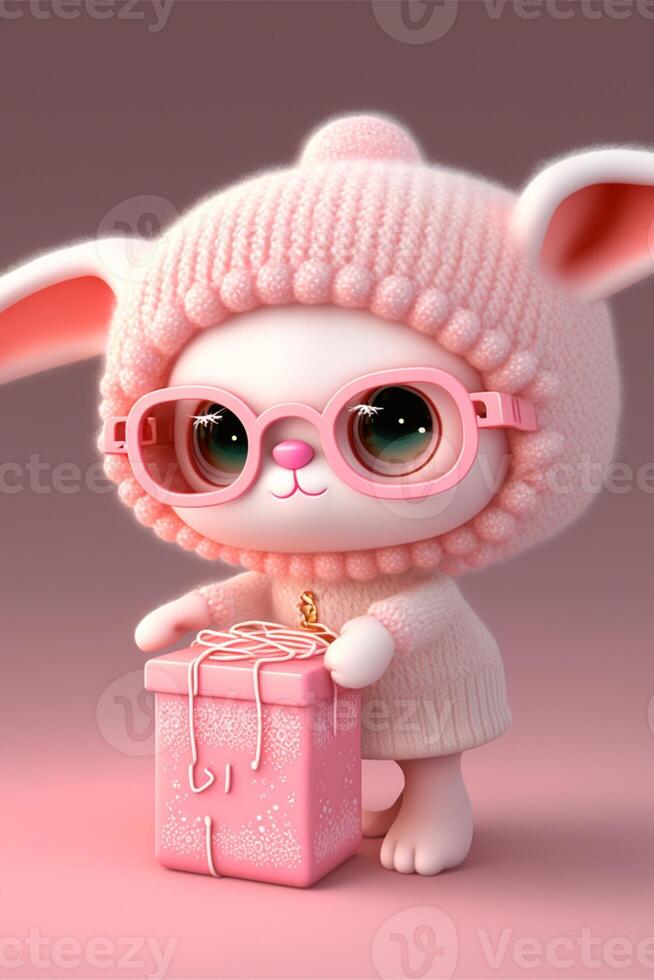 surrealist art style cute bunny. . photo