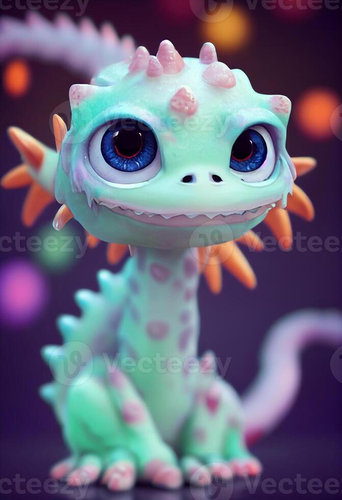 cute baby dragon ghost pixar styleil. . photo