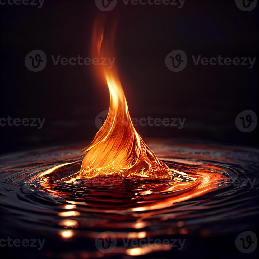 flame on splashing water detailed vivid monumental. . photo