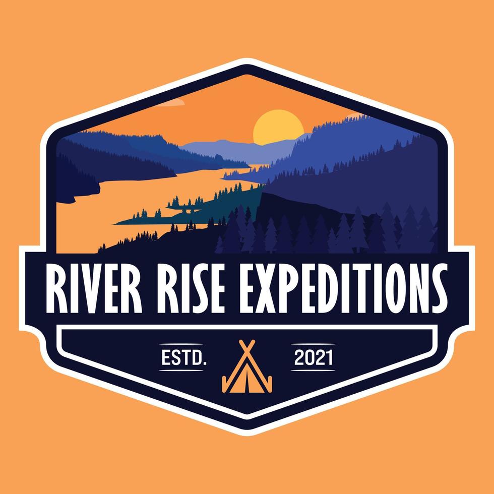 River Rise Expeditions outdoor badge logo vector