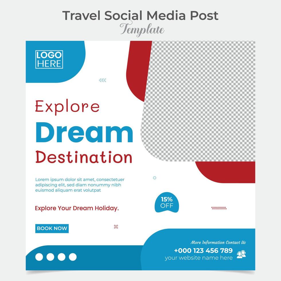 explorar excursión y viaje social medios de comunicación enviar y cuadrado volantes enviar bandera modelo diseño vector