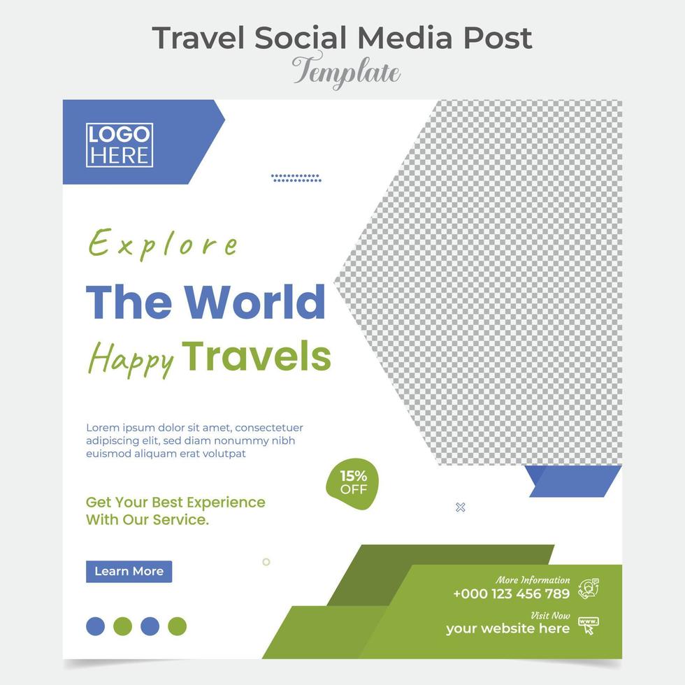 Travel and tour square flyer post banner and social media post template design vector