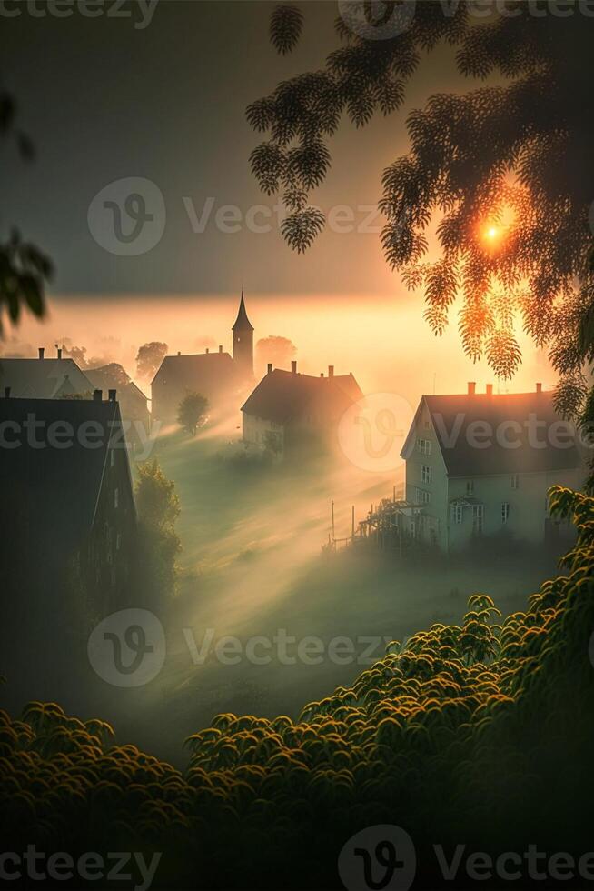 A small village summer beautiful morning. . photo