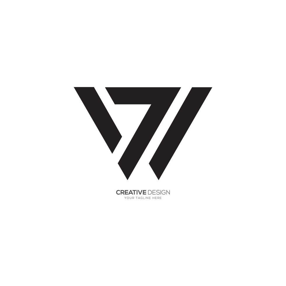 moderno letra v w 7 7 único forma monograma con número logo vector