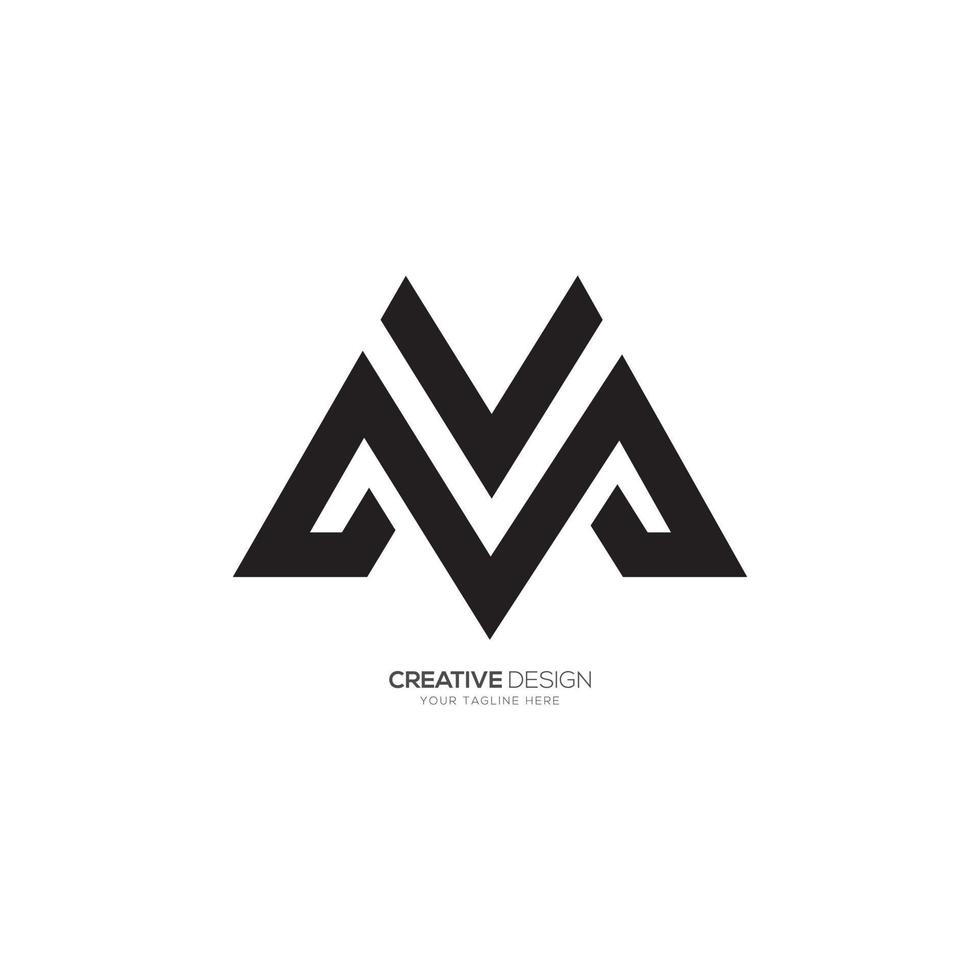 Modern letter v m line art minimal unique shape logo vector