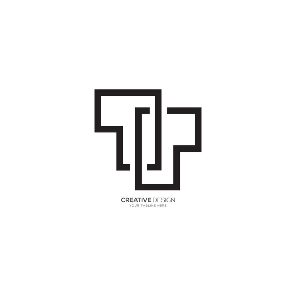 Modern line art letter T P creative minimal elegant logo vector