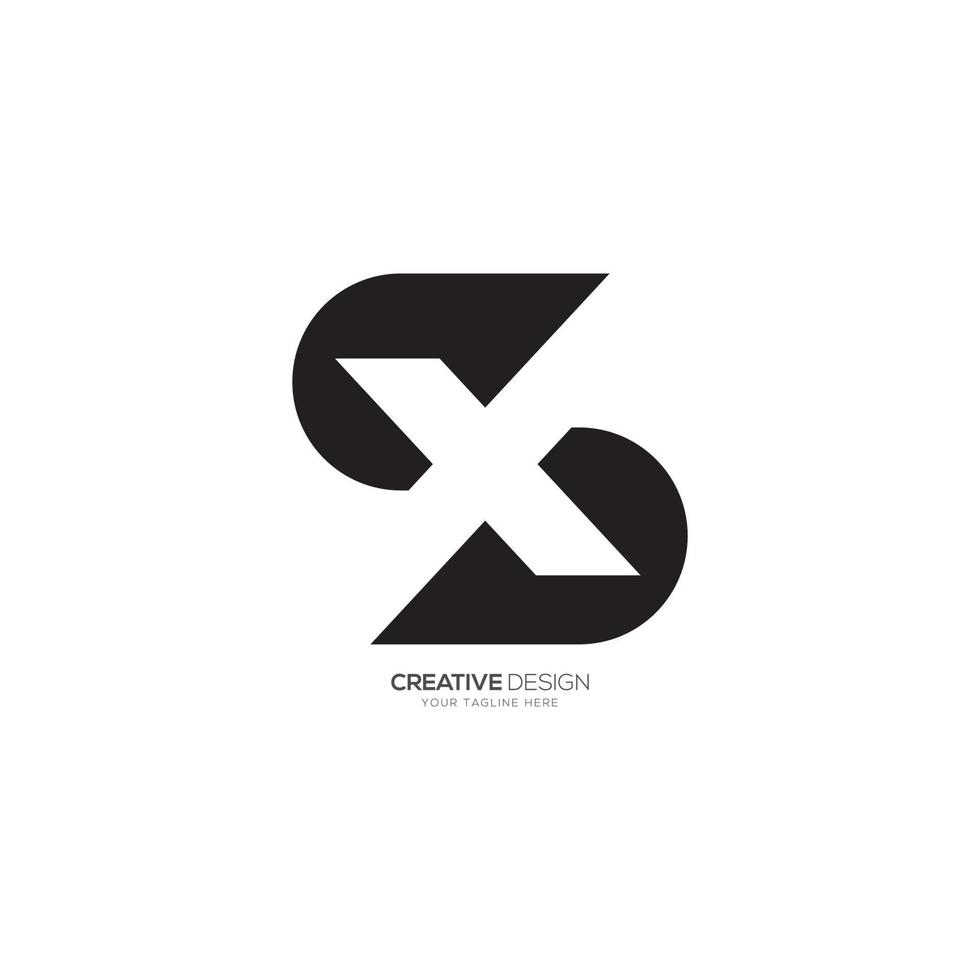 Modern letter S X or X S negative space unique logo vector