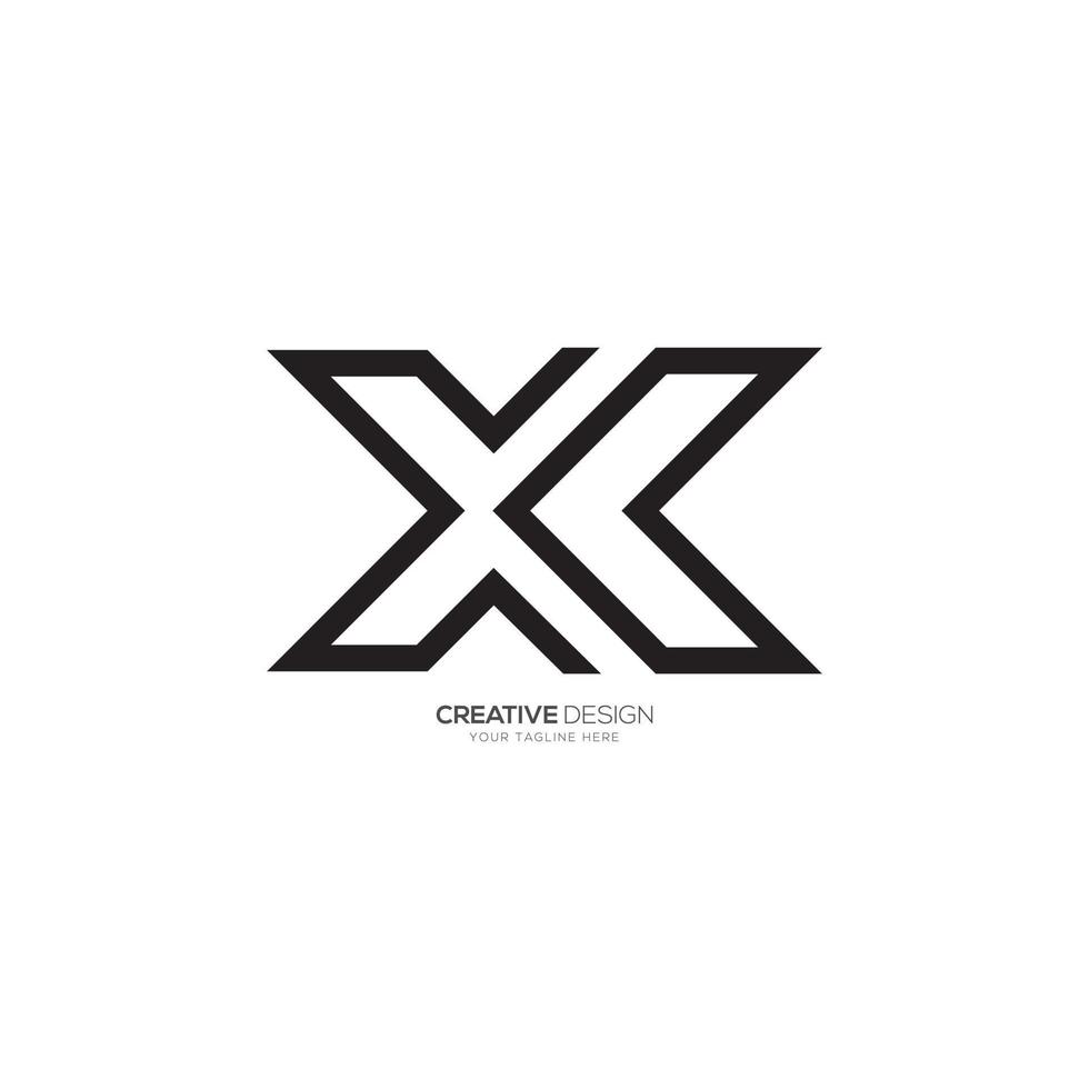 Modern line art letter x v k minimal creative logo branding vector