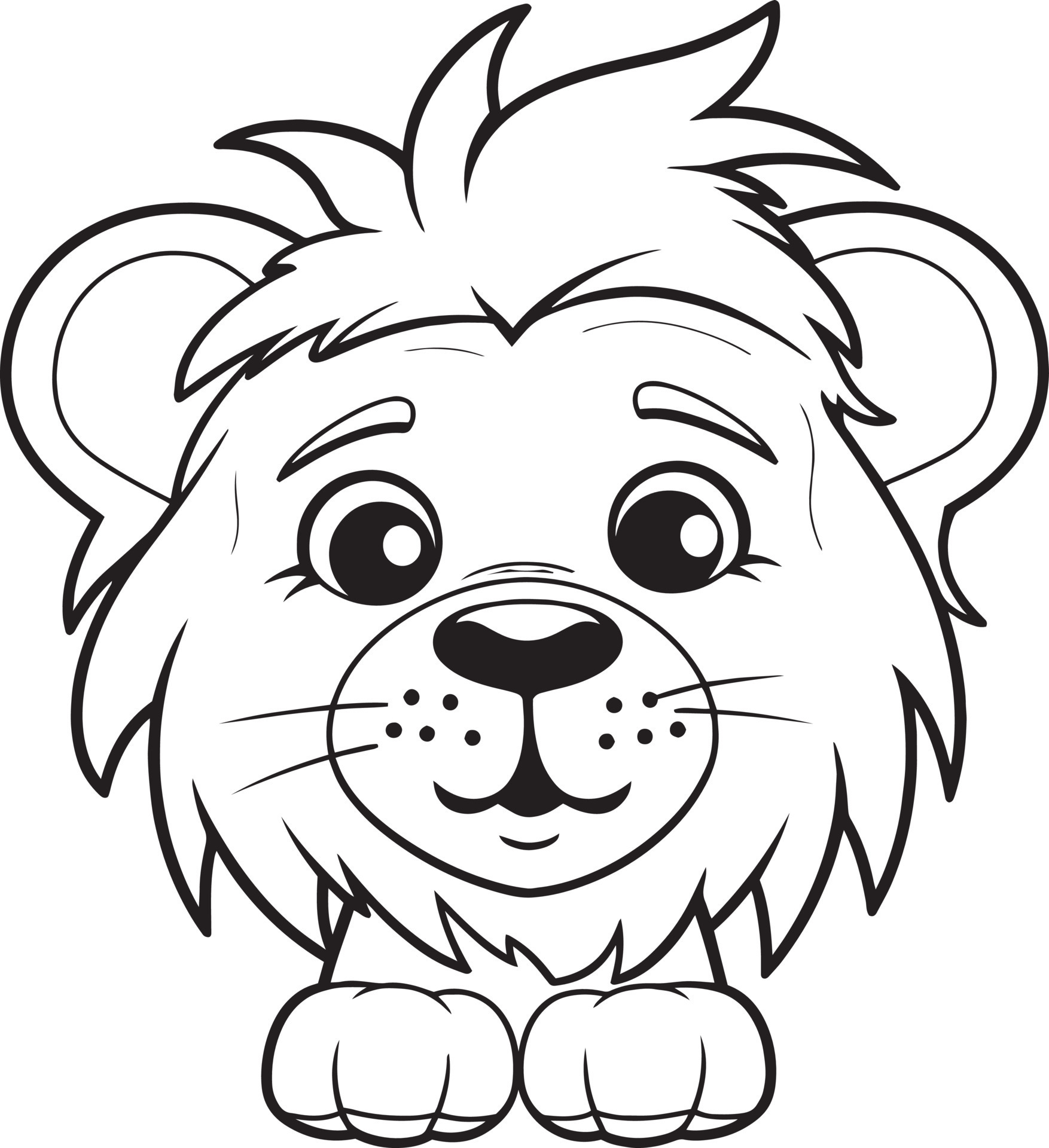 Cute cartoon lion black outline. Vector icon. 22758843 Vector Art at
