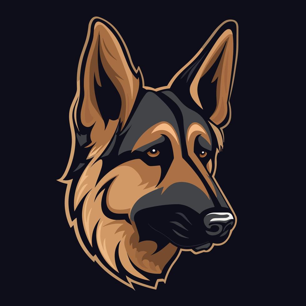 German shepherd vector icon. Black and brown dog vector.