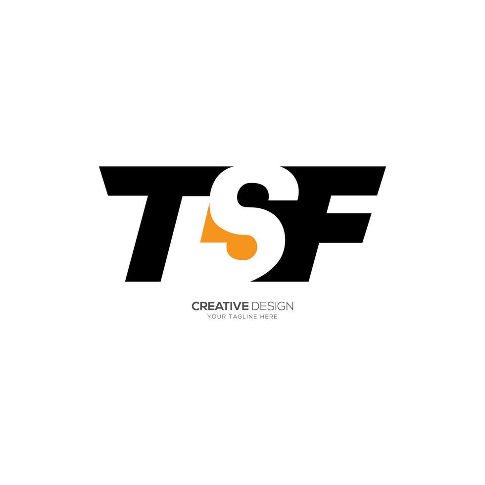 Letter t s f negative space modern abstract typography logo vector