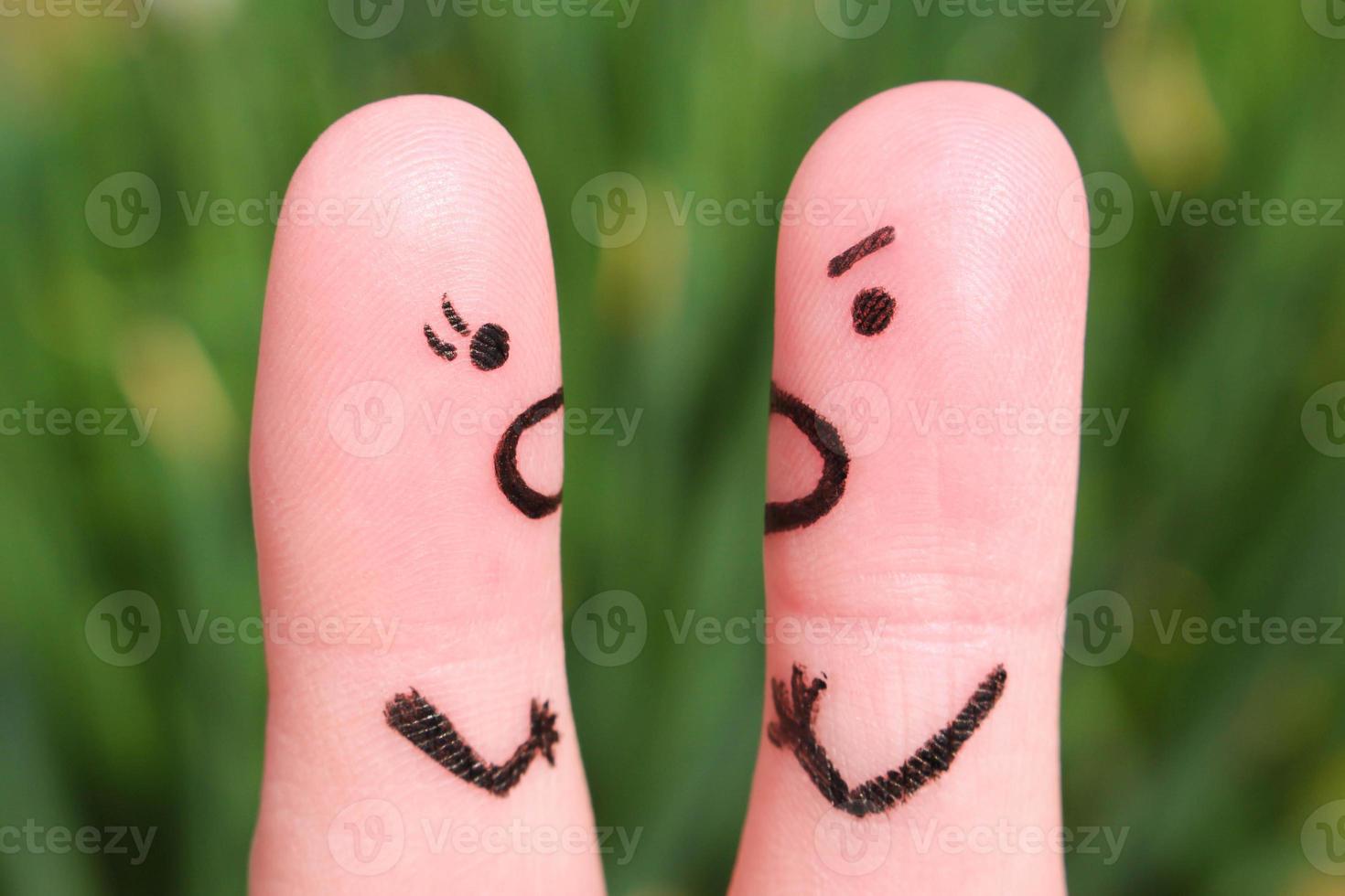 Finger art of a couple during quarrel. photo