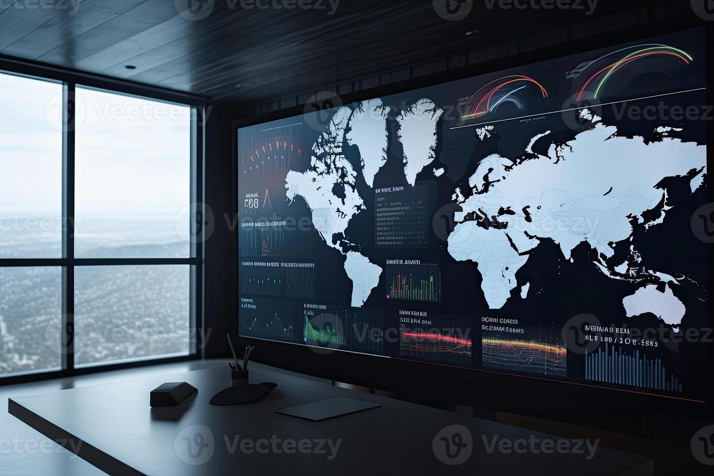 Big datat analysis. Infographic on the screen. photo