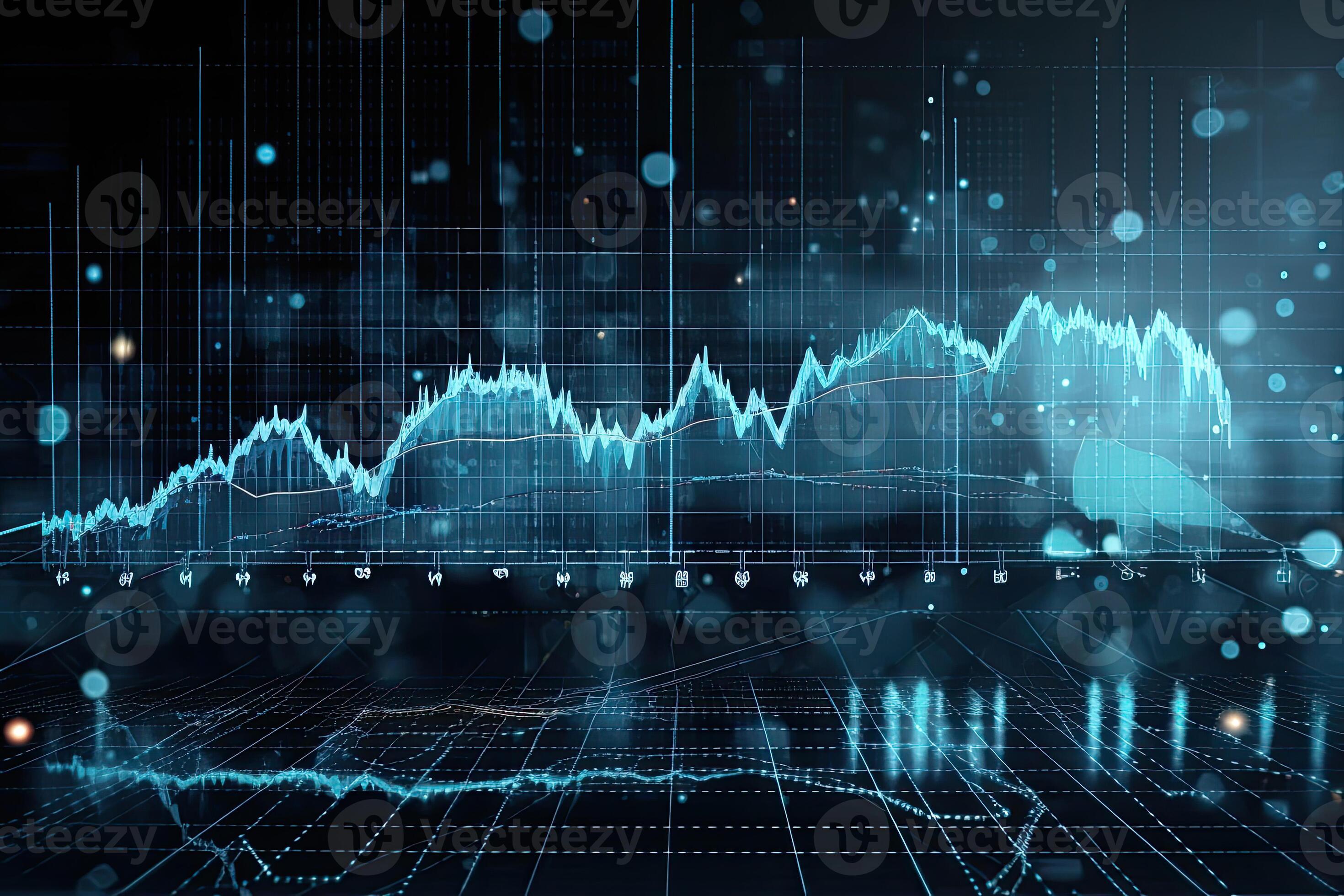 Digital graphs, glowing lines and diagram on screen. Big data analytics