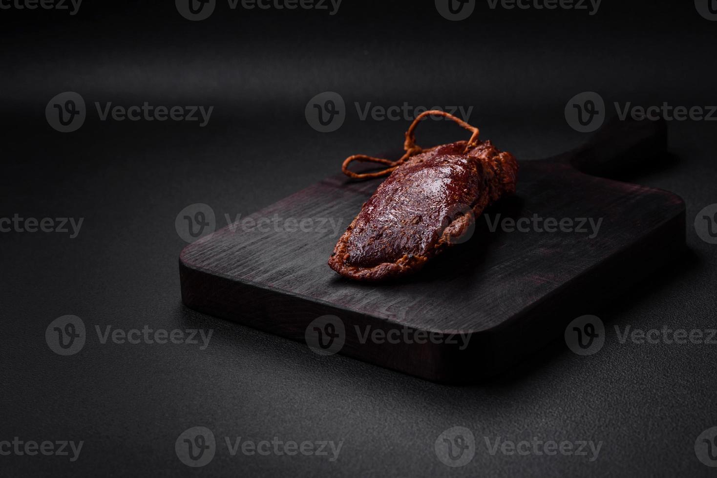 Delicious duck fillet or breast grilled or smoked with spices and salt photo