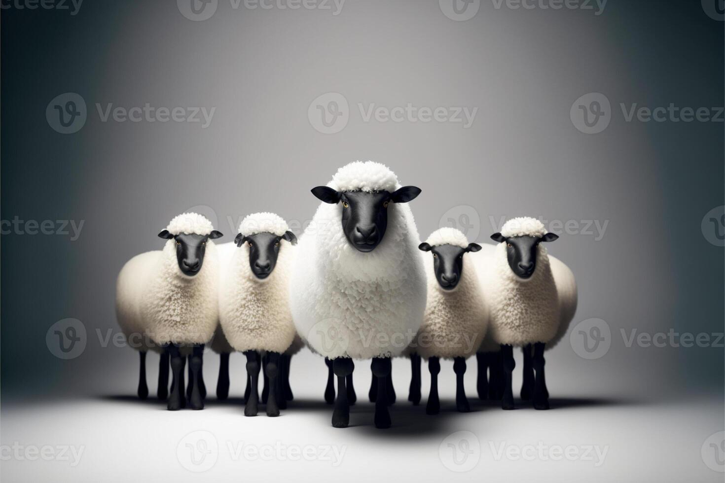 A herd of white sheep in a row. . photo