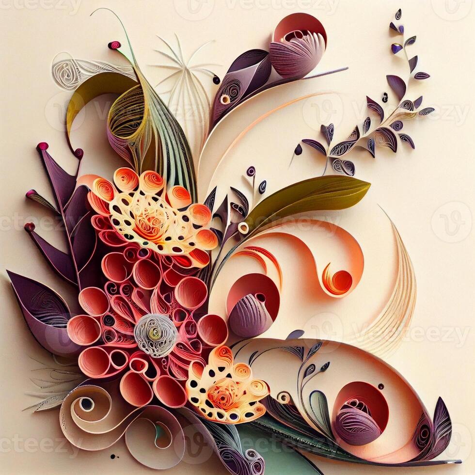 beautiful flowers paper craft. photo