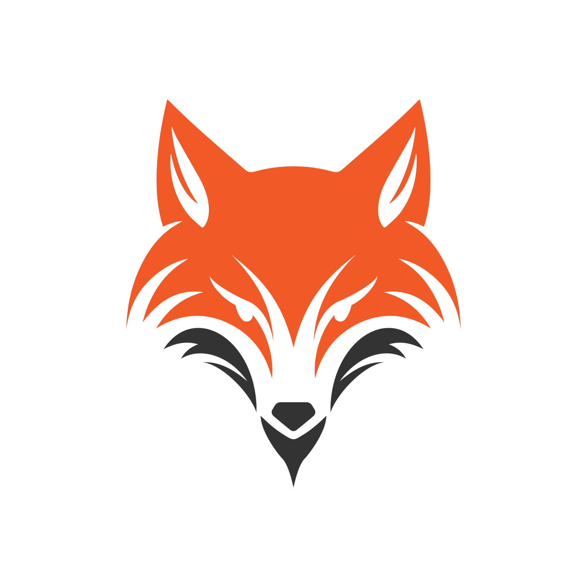 a minimalistic abstract fox head logo in a simple flat design style ...