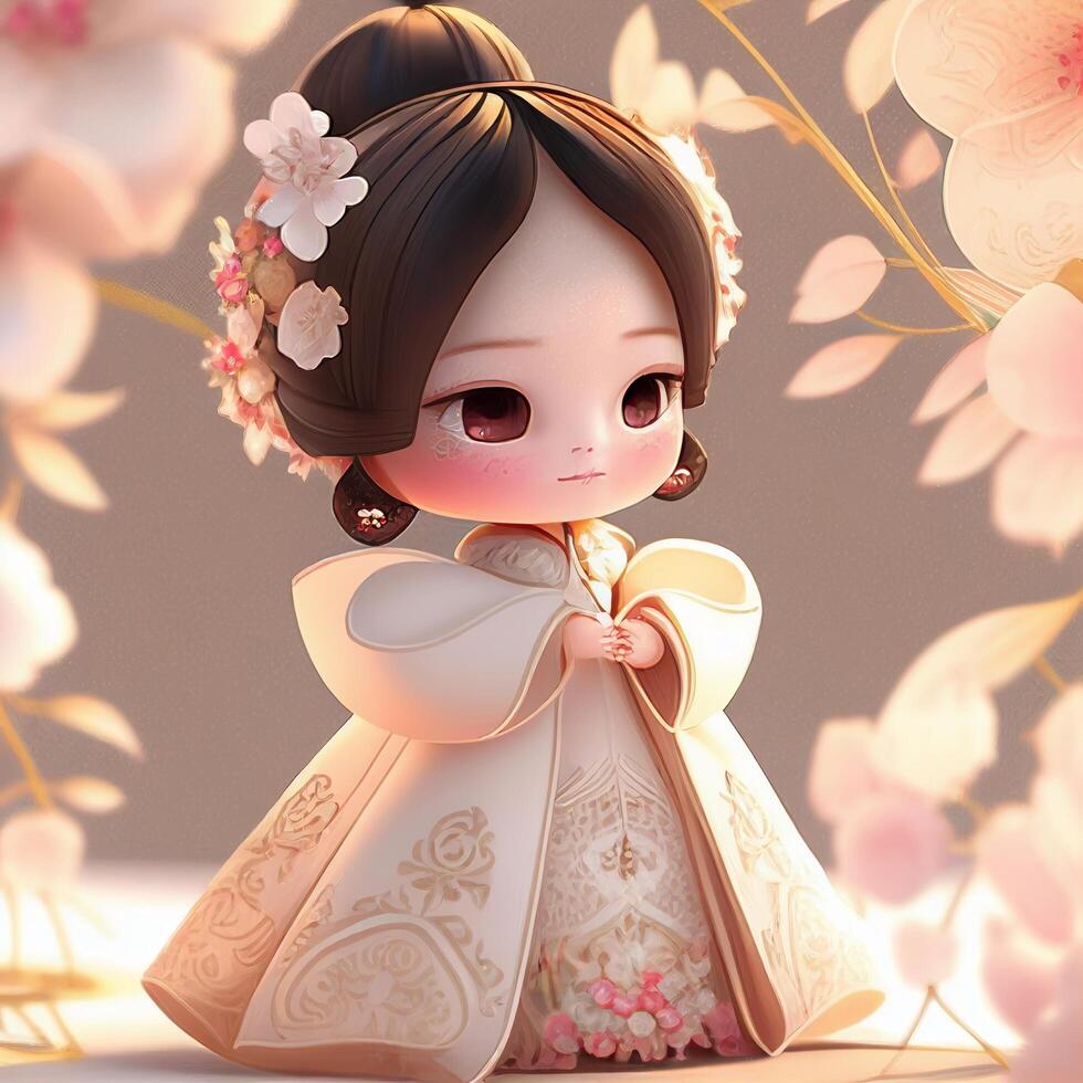 linda chino novia ligero rosado. generativo ai. foto