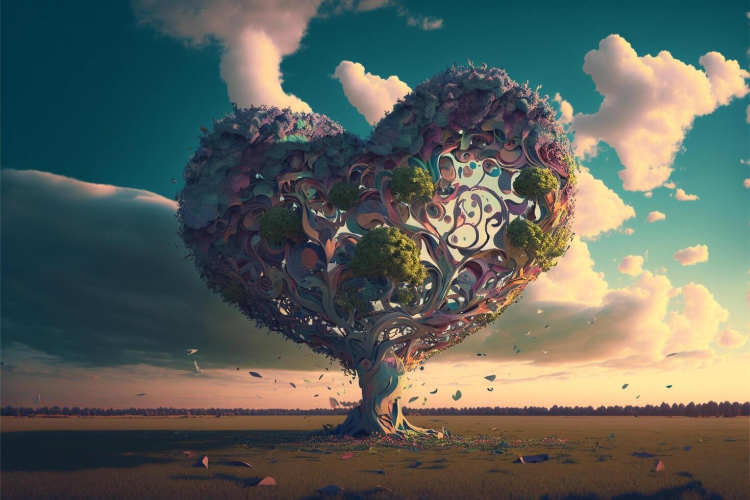 beautiful landscape heart illustration. . photo