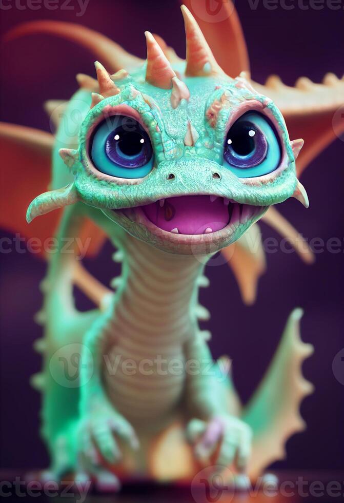 cute baby dragon ghost pixar styleil. . photo