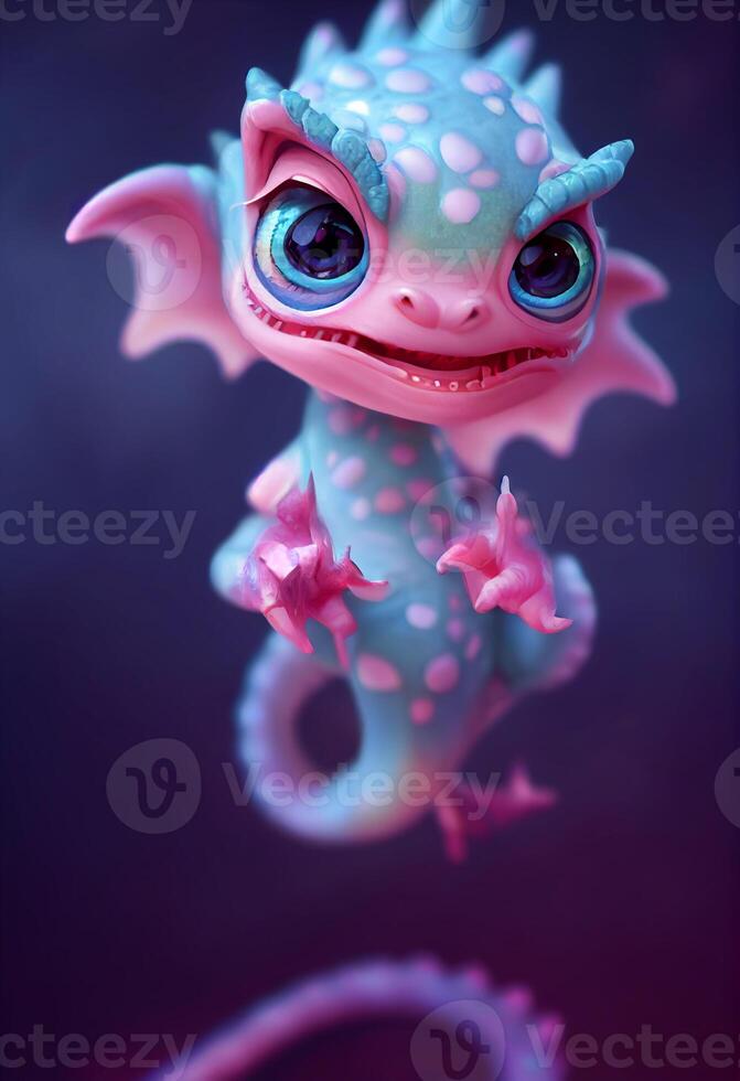 cute baby dragon ghost pixar styleil. . photo