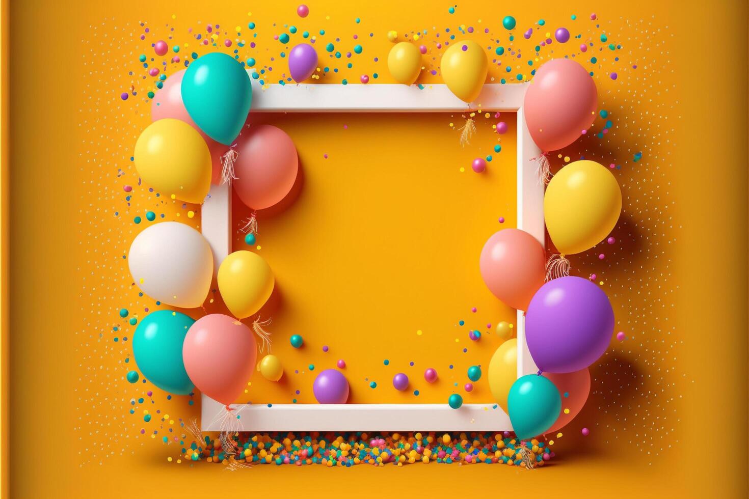 Festival carnival or birthday party frame with balloon. photo