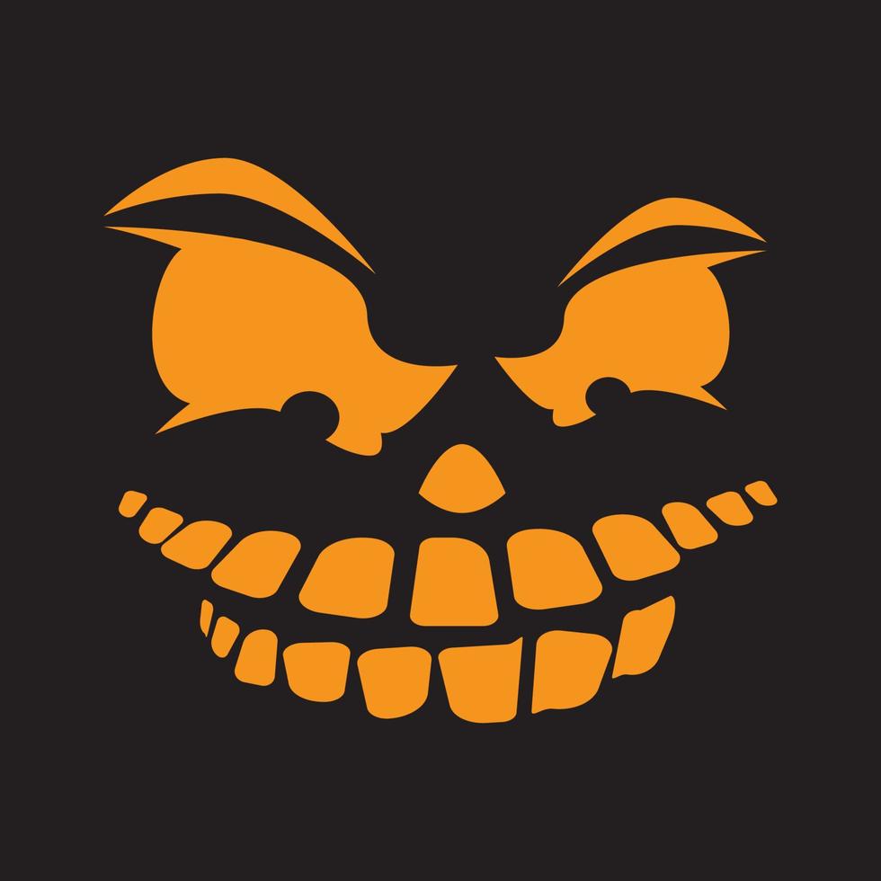 Monster Face With Orange Color and Black Background vector