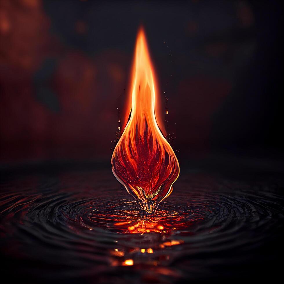 flame on splashing water detailed vivid monumental. . photo