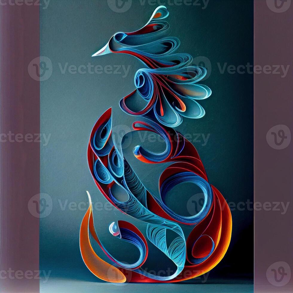 abstract Phoenix paper craft paper art. photo